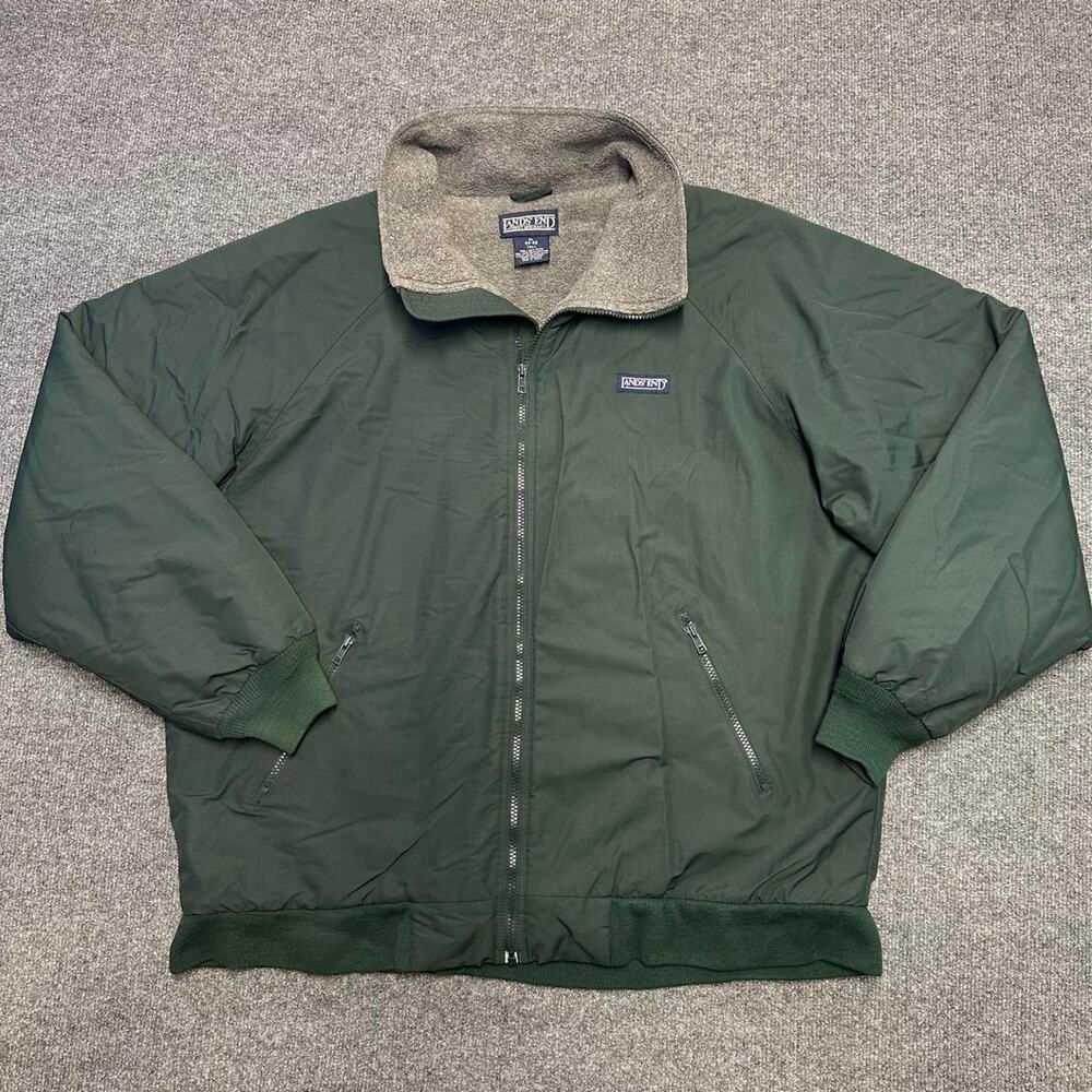 Vtg Lands End Men’s Fleece Lined Bomber Jacket 90’s Gorpcore Outdoor Coat XLT